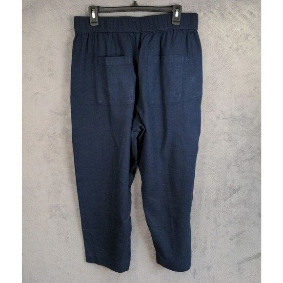 NWT Loft Linen Blend Trousers Size PL Sailor Style Navy High Rise Straight Fit - Picture 3 of 7